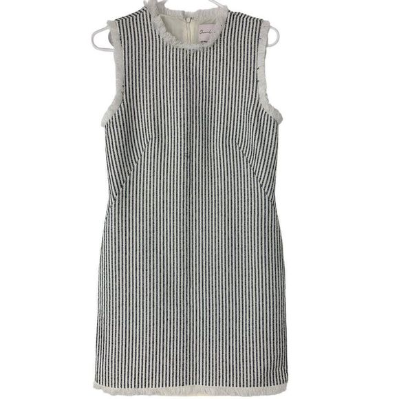 Womens Charles Henry Size SP Sleeveless Sheath Stripe Fringe Dress 5208 New - Picture 1 of 9